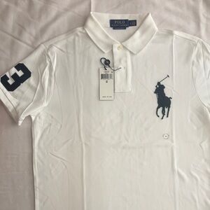 Polo by Ralph Lauren White Short-Sleeve Polo with Navy Big Pony